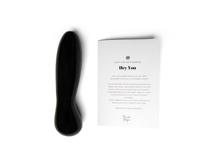 Obsidiaan Dildo met uitlegkaartje