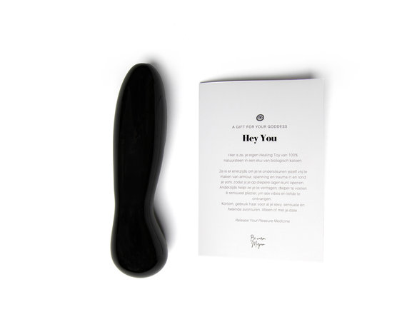 Obsidiaan Dildo met uitlegkaartje